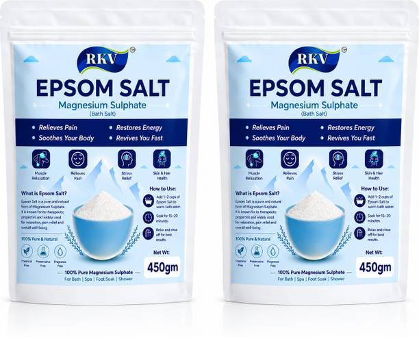 RKV Epsom Salt PACK OF 2 (450GMX2),Magnesium Sulphate, Foot Soak & Relaxing Bath