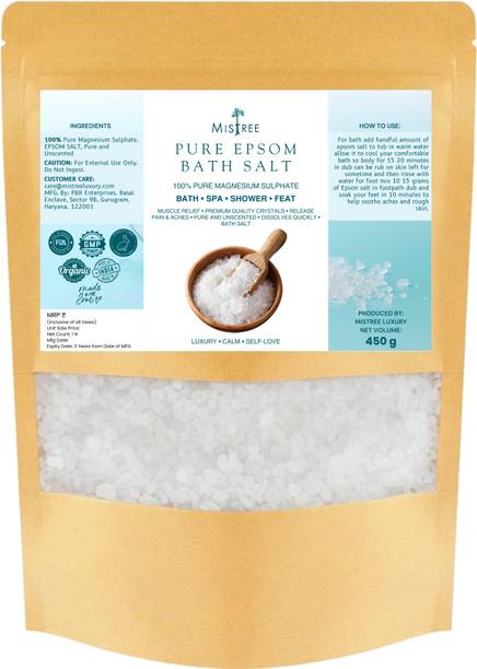 MISTREE Pure Epsom Bath Salt | Foot Spa & Relaxing Bath Soak | Pain Relief 450g