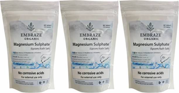 EMBRAZE ORGANICS Epsom Bath Salt Crystals for Muscle Pain & Foot Soak Relief Pack of 3