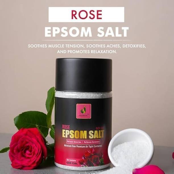JAINIK Epsom Salt For Muscle Relief, Relieves Aches Pain -rose- 450gm