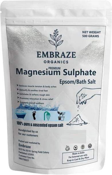 EMBRAZE ORGANICS Epsom Bath Salt Crystals for Muscle Pain & Foot Soak Relief