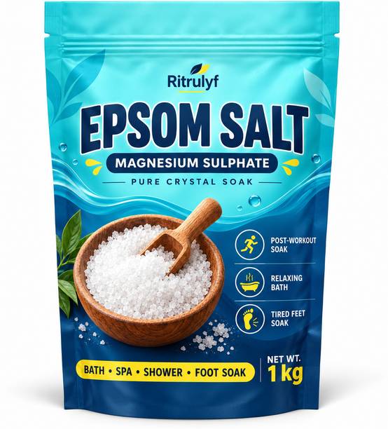 RiTrue Organic Epsom Salt 1kg Crystal For Foot, Muscle Relief, Relieves Aches & Pain