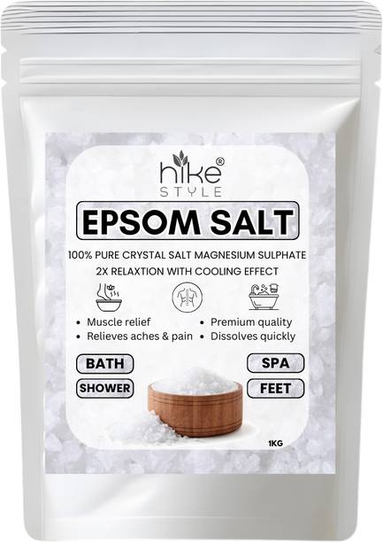 HIKE STYLES Epsom Bath Salt Crystal and Bath | For Refreshing Bath soak (WHITE) 1KG