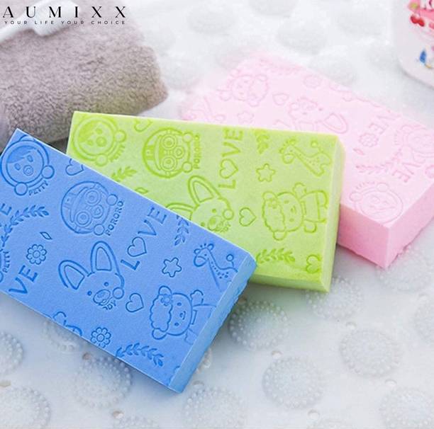 AUMIXX Cute Bath Sponge | Decorative Embossed Design, Soft Body Scrubber