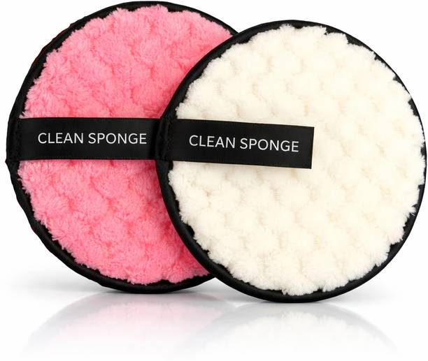 ANSHAURA 2 Reusable Makeup Remover Pads Soft Microfiber Face Clean Sponge Set