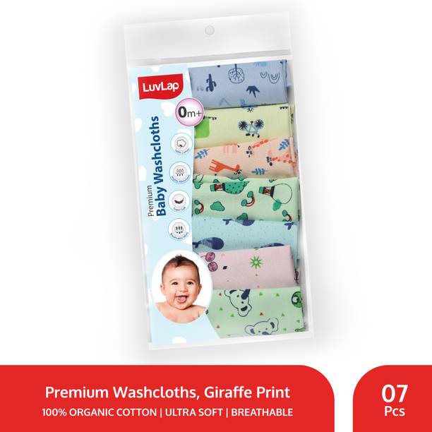 LuvLap Cotton 181 GSM Premium Baby Washcloth for New Born, 100% Hosiery Cotton Cloth, Bath, Face Towel Set