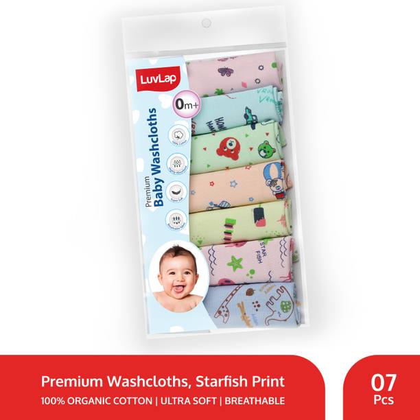 LuvLap Cotton 181 GSM Premium Baby Washcloth for New Born, 100% Hosiery Cotton Cloth, Bath, Face Towel Set