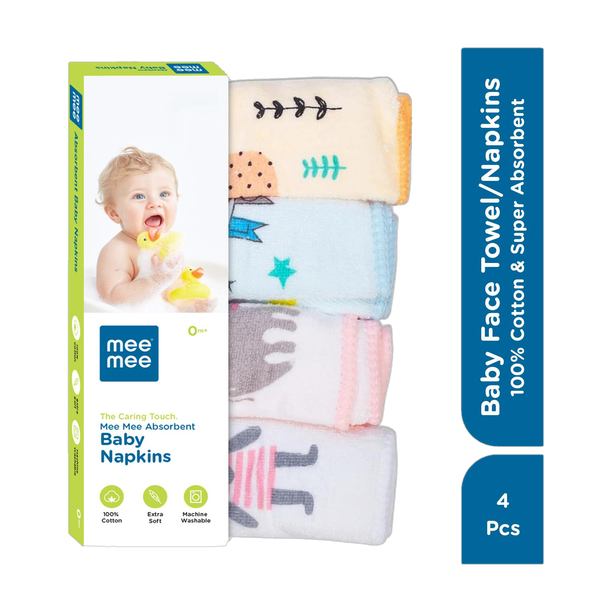 MeeMee Cotton 240 GSM Burp Cloth & Wash Cloth for Newborn Baby, 100 % Cotton with Ultra-Soft & Quick Absorbent Baby Face Towel Set