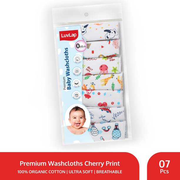 LuvLap Cotton 181 GSM Premium Baby Washcloth for New Born, 100% Hosiery Cotton Cloth, Bath, Face Towel Set