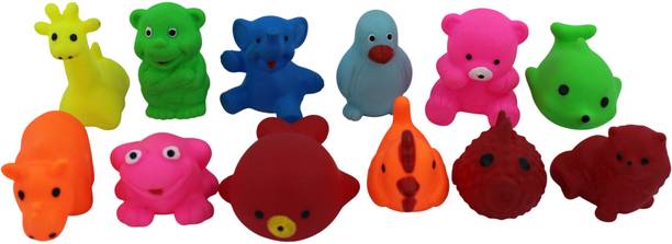BigWheels 12pc Baby Animal Shape Squishy Toys SC117 BPA Free NonToxic ChuChu Sound For Kid Bath Toy