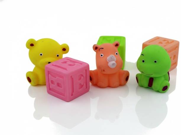 BigWheels 6psc Baby Animal & Blocks SC-129 Chu-Chu Squishy BPA Free Non-Toxic Toy For Kids Bath Toy