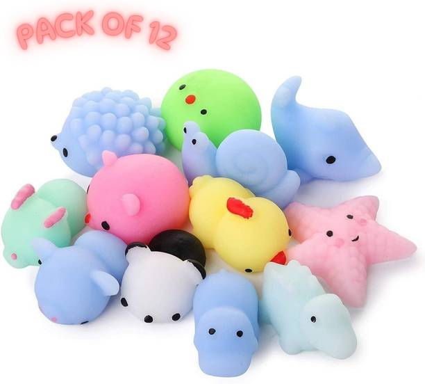 ANABGI Mochi Squishy Toys Kawaii Squishies Animals(Pack-12) Bath Toy