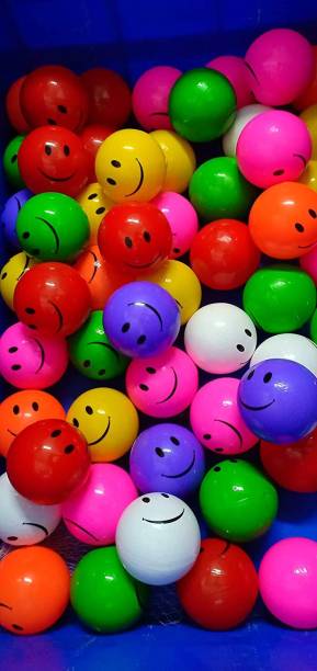 EEVOVEE Smiley Kids Plastic Pool Balls, Non Toxic Ball Pit Balls 6.3cm, (50pcs) Bath Toy