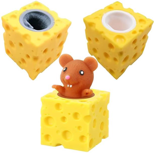 ANABGI Cheese Squeeze Pop Toy - Set of 3 Squishy Fun Mouse Toys Bath Toy