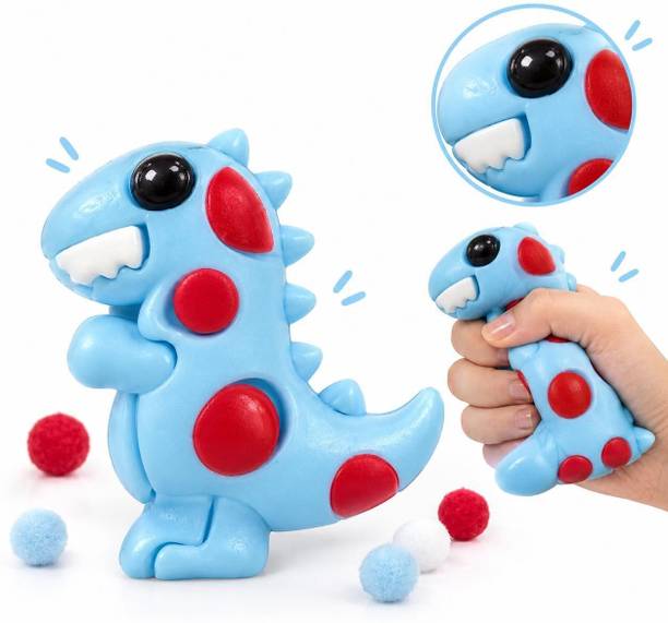 katty mao Blue Dinosaur Squishy Toy, Dinosaur Squeeze & Fidget Toy, Stress Relief Squishy Bath Toy
