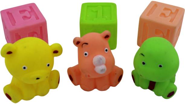 BigWheels Pack Of 6 Baby Animal SC-129 Chu-Chu Squishy BPA Free Non-Toxic Toy For Children Bath Toy