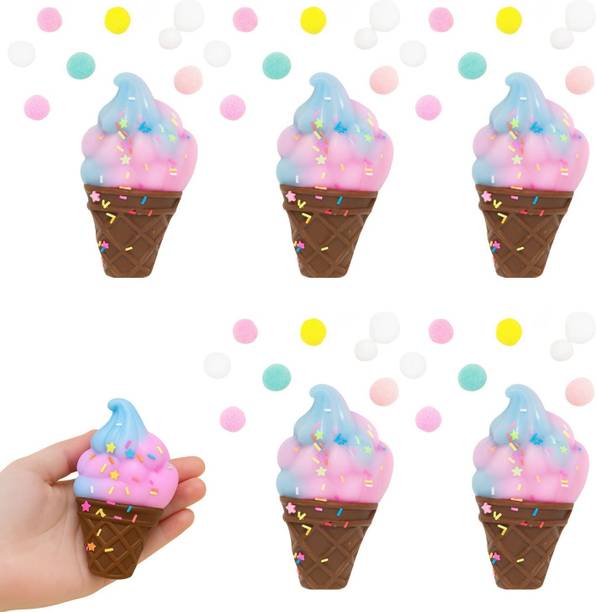 Ikko 5 Cute pastel ice cream cone with sprinkles and candy bubbles floating Bath Toy