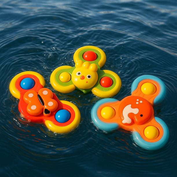 Royal International 3pc Cute Colorful Suction Fidget Spinner Toy for Baby Bath, Water Toys For Kids