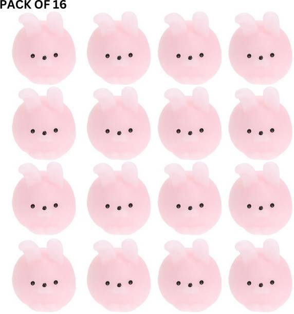 ANABGI Squishy Cute Soft Mini Squeeze Stretchy Toys Animal Healing Stress Toy for Kids Adults Reduce Stress Pressure Press (Pink Rabbit 16 Pcs) Bath Toy