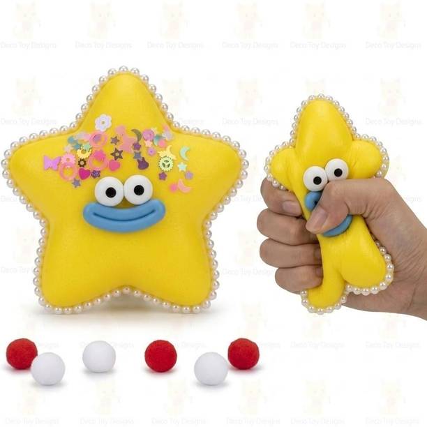 katty mao Starfish Squishy Toy, Cute Yellow Ocean Fidget, Sensory Stress Relief Toy Bath Toy