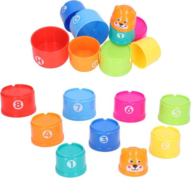 Sotnof Stacking Blocks Building Toys for Babies Cup Early Educational PP Baby Bath Toys