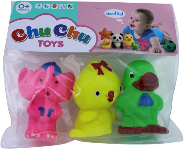 Zivika 3 Baby Bath Care SC-128 Animal Shape Squishy ChuChu Toy With BPA Free Non-Toxic Bath Toy