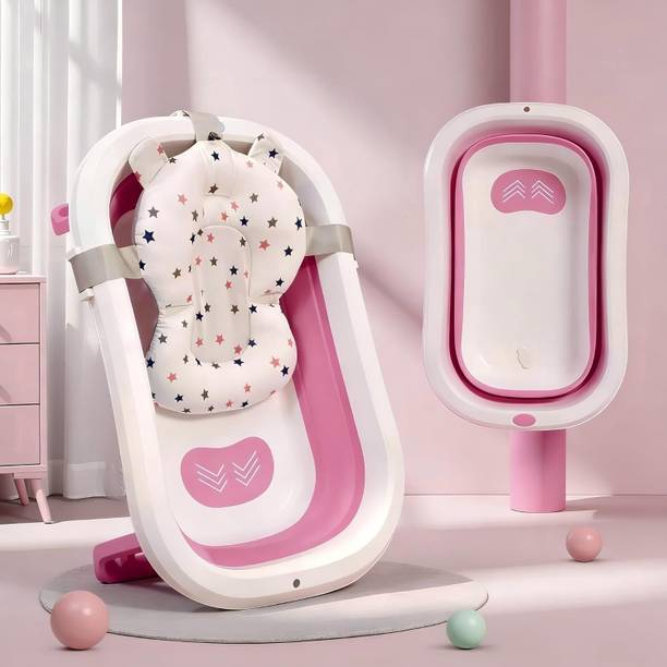 StarAndDaisy Foldable Infant Bath Tub with cushion, Newborn Toddler Bathing Support