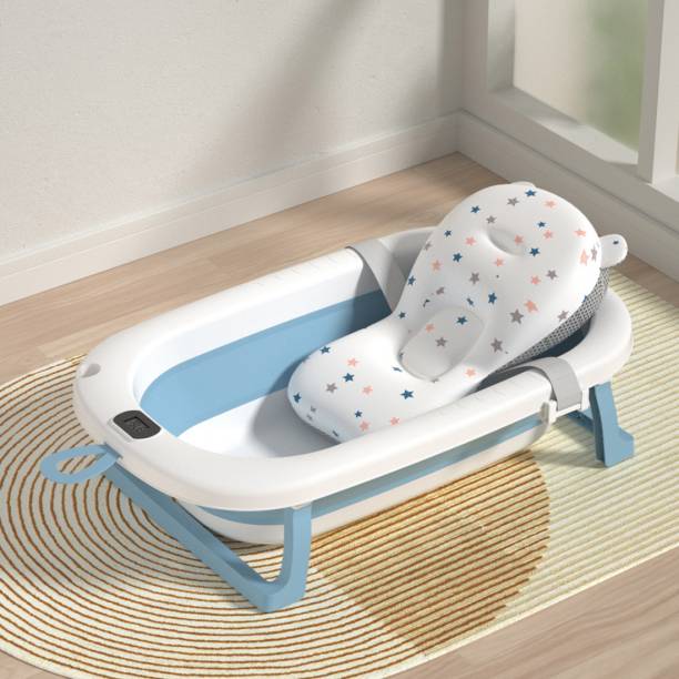 BUMTUM Baby Bath Tub With Temperature For babies & Anti Slip Plastic Bath Chair Drain