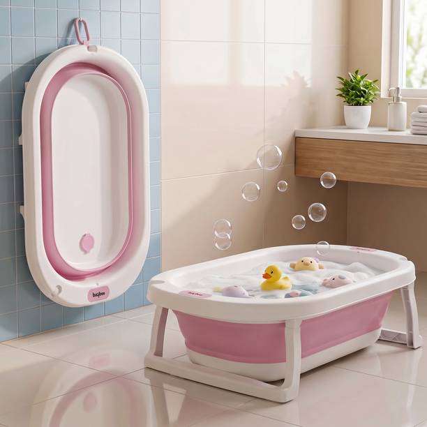 baybee Jolly Foldable Baby Bath Tub for Kids 0 to 3 Years with Anti Skid Base & Drainer
