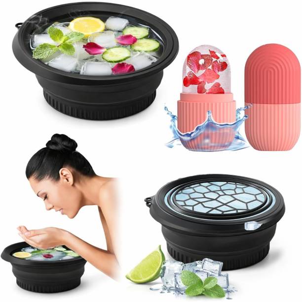 Alvita Ice Roller for Face Massager + Face Bowl for Ice with Built-in Icetray for Men and Women (with A Free Hook 1-pic)