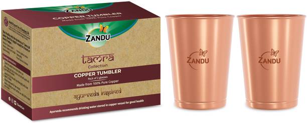झंडू Copper Tumbler,Prepared with 100% Pure Copper, ग्लास