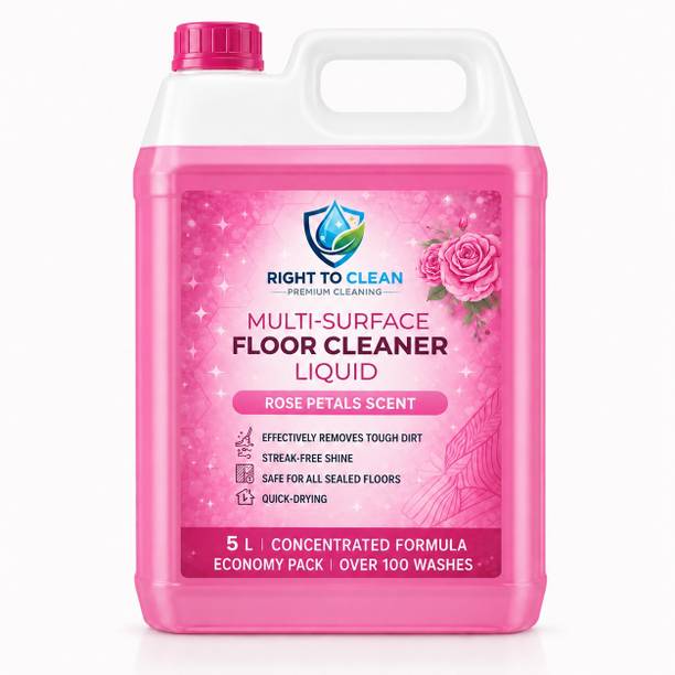 Right to Clean Rose Floor Cleaner Liquid 5L | Herbal Fresh Fragrance for Tiles Bathroom Kitchen Rose