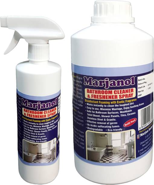 MARJANOL Bathroom Cleaner & Freshener Spray 480ML + Refill 1000ML Combo Pack… Aqua Fresh
