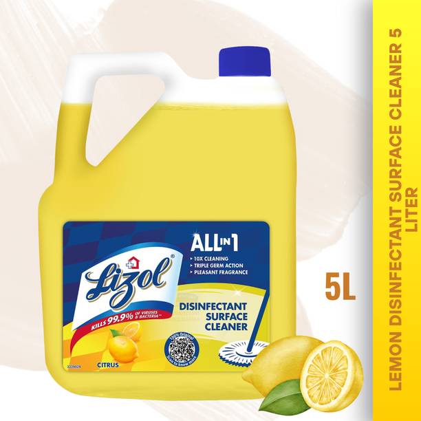 Lizol 5 Litre | Suitable for All Floor Cleaner Mops | Kills 99.9% Germs A* Lemon