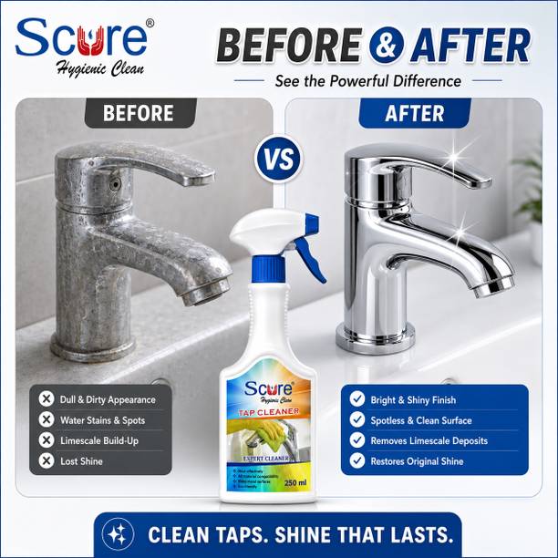 Scure Steel Tap Cleaner | Rust-Free Shine | Removes Limescale & Hard Water Stains Lemon