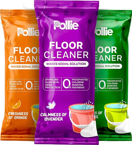 Pollie Floor Cleaner 3 Sachet Combo | Makes 1.5L Solution | Kills 99.9% Germs Lavender, Orange, Tea Tree
