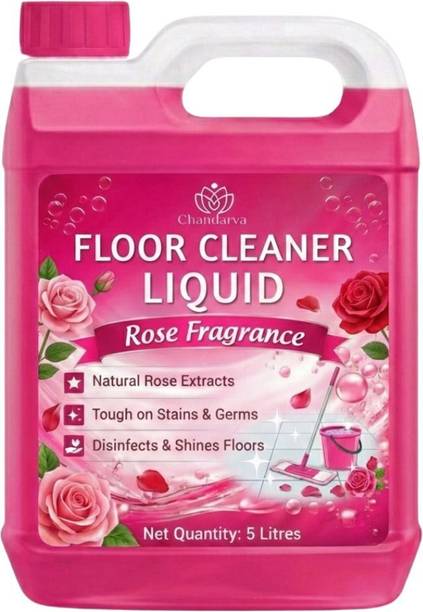 Chandarva Pink Streak-Free Floor Cleaner Liquid 5L Multi Surface Shine Germs Free Scent ROSE