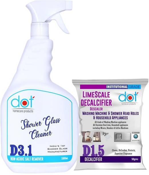 dot Shower Glass Cleaner For Bathroom 1000ml, Washing Machine Drum Cleaner, Limescale Descaler 50gms