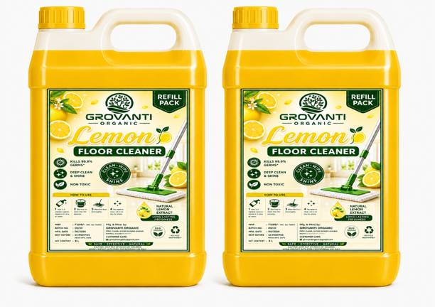 GROVANTI ORGANIC Disinfectant Floor Cleaner 10 L, Surface Cleaner & Bathroom Cleaner Liquid 10 L Lemon