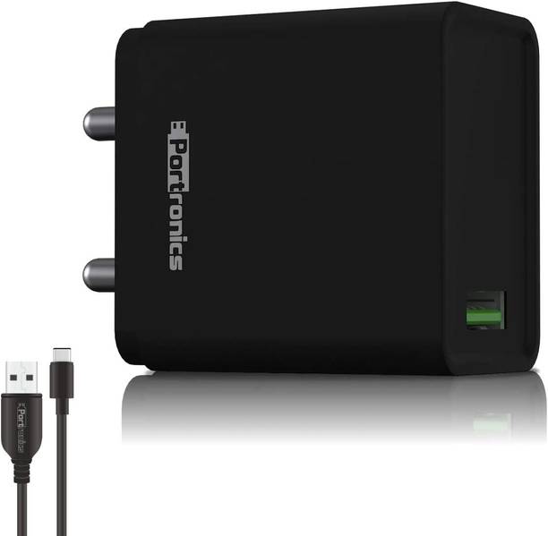 Portronics 18 W Quick Charge 3 A Wall Charger for Mobile with Detachable Cable