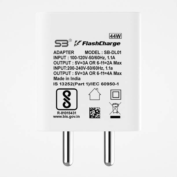 SB 44 W Quick Charge 4 A Wall Charger for Mobile with Detachable Cable