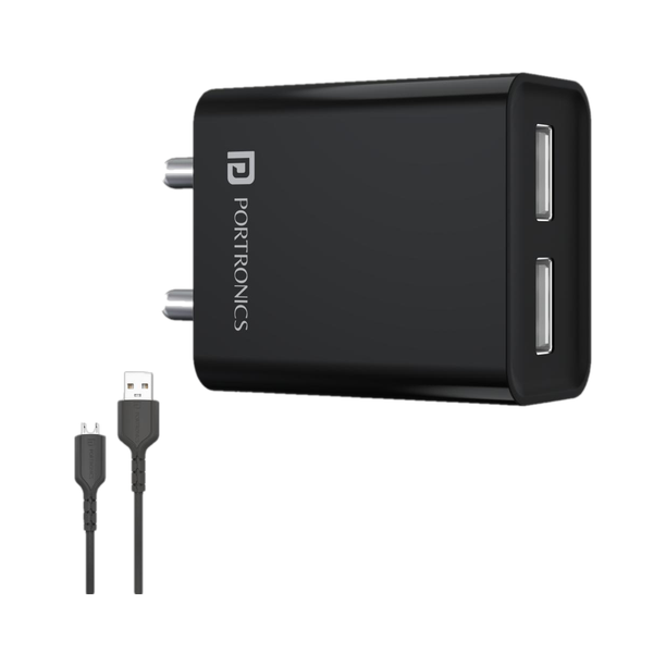 Portronics 12 W 2.4 A Wall Charger for Mobile with Detachable Cable