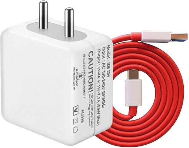 RVAT 80 W VOOC 7 A Wall Charger for Mobile with Detachable Cable