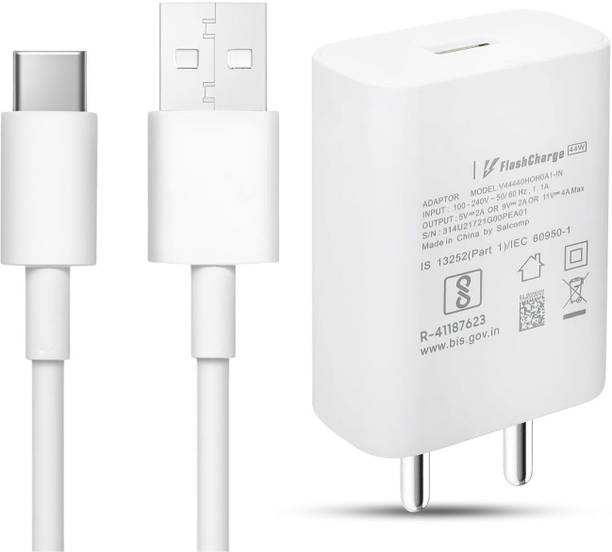 vivo 44 W Quick Charge 4 A Wall Charger for Mobile with Detachable Cable