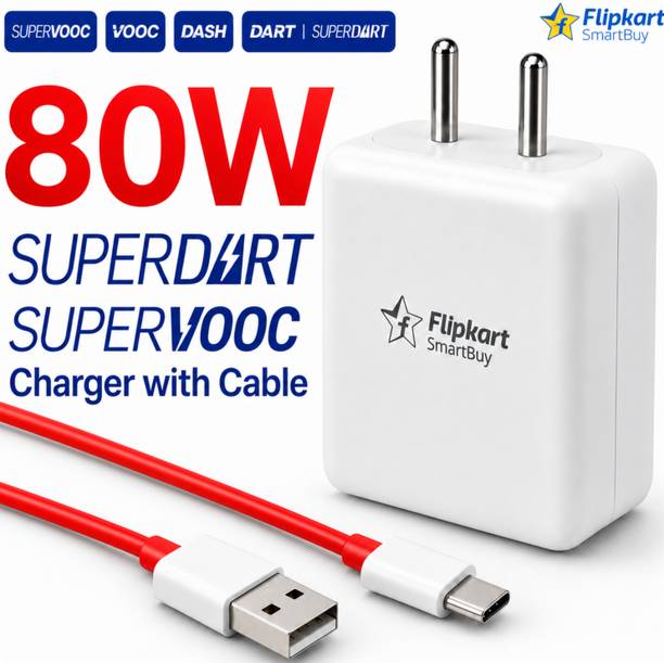 Flipkart SmartBuy 80 W SuperVOOC 3 A Wall Charger for Mobile with Detachable Cable