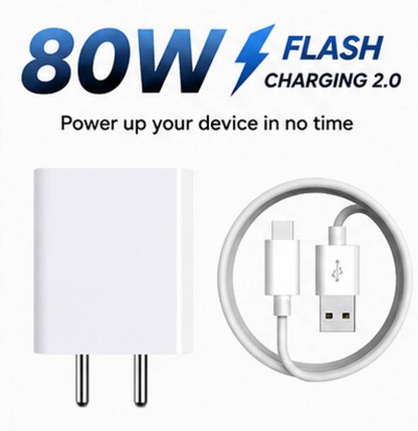 vivo 80 W Quick Charge 7.3 A Wall Charger for Mobile with Detachable Cable