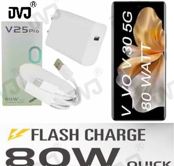 DVJ 80 W Quick Charge Wall Charger for Mobile with Detachable Cable