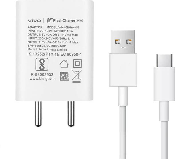 vivo 44 W Quick Charge 4 A Wall Charger for Mobile with Detachable Cable