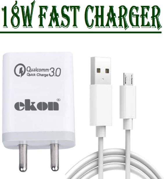 Ekon 18 W Qualcomm 3.0 3 A Mobile Charger with Detachable Cable