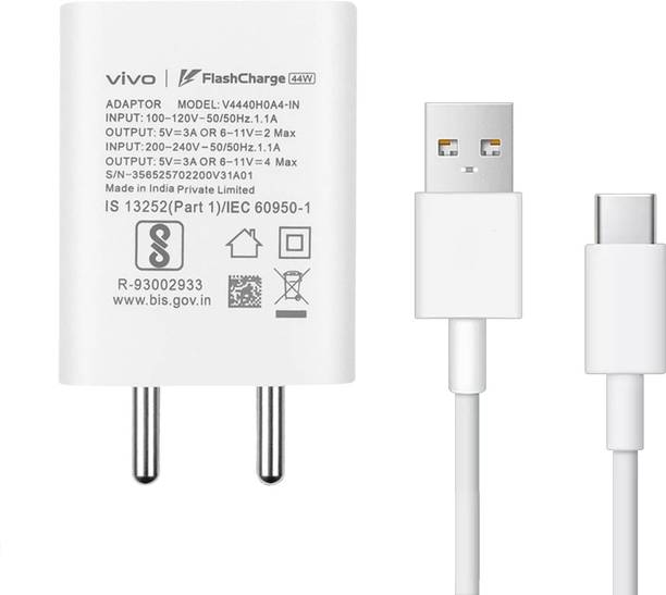 vivo 44 W Quick Charge 4 A Wall Charger for Mobile with Detachable Cable